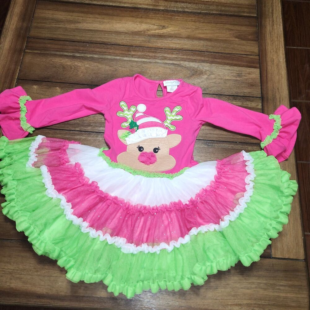 Emily Rose Reindeer Dress LS W/Ruffles Sleeves On Bottom 4